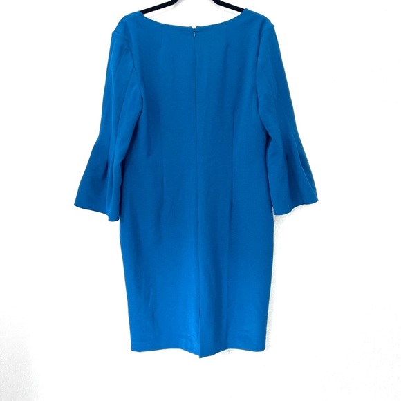 Jessica Howard teal Sheath Dress with tulip Bell Sleeves 14 - Picture 2 of 7